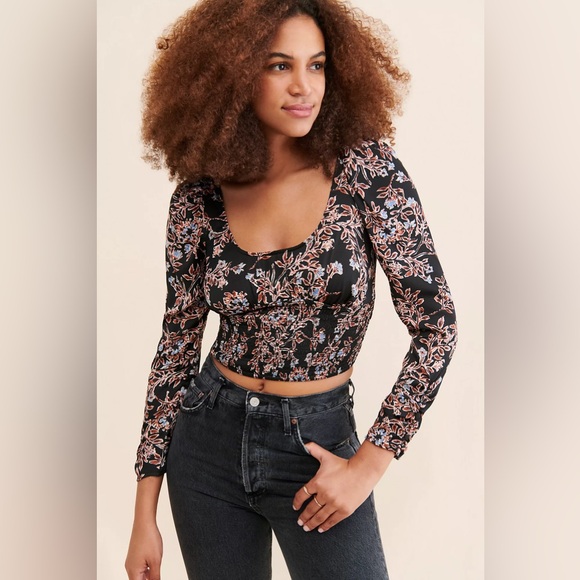 Free People Tops - Free People printed Santiago Black Blouse